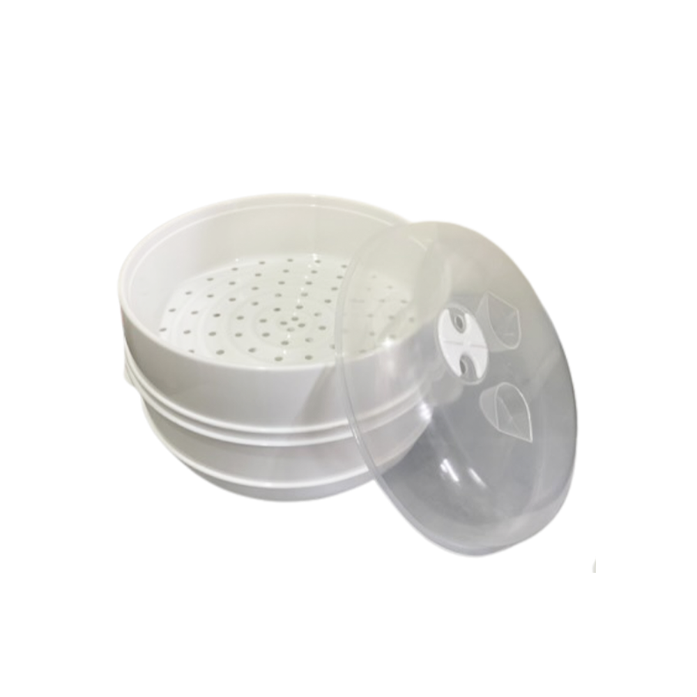 金德恩 GS MALL 台灣製造 雙層微波蒸架組 蒸籠微波架 微波盒 食物微波架 保存盒 料理工具 微波蒸籠, , large