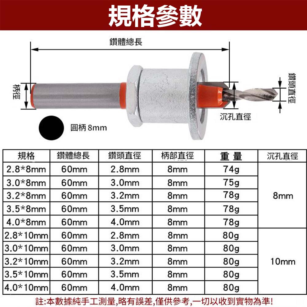 圓柄沉孔鑽2.8x8mm 限位, , large