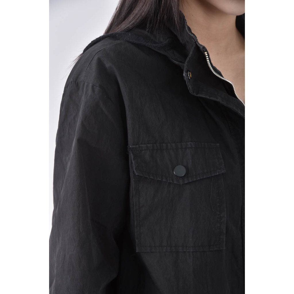 (XL) 風衣黑色外套二手衣, , large