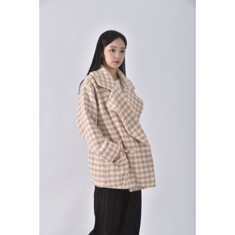 (L) 【房業涵私服】liz lisa格紋杏色外套二手衣, , large