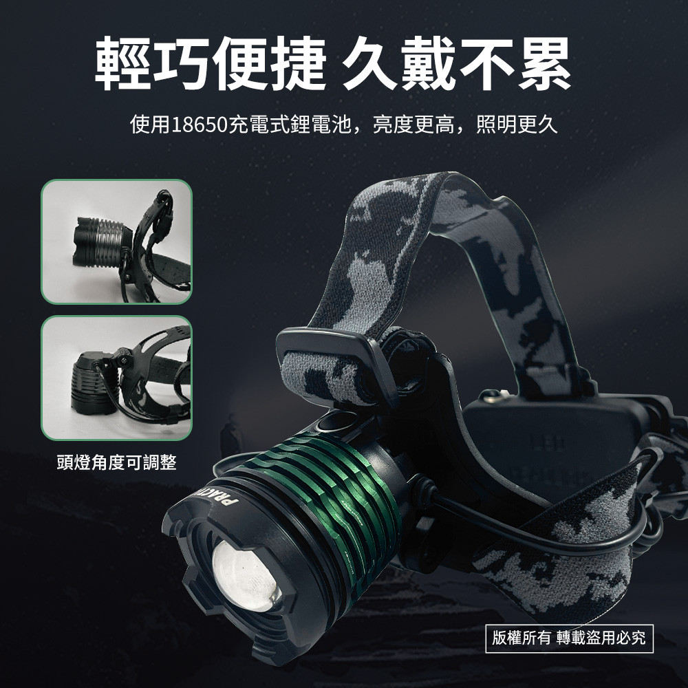 Practical brand zoom headlamp PR-AH701 High brightness three-stage light source Ultra-power-saving design Power outage Mountaineering Essential for construction, , large