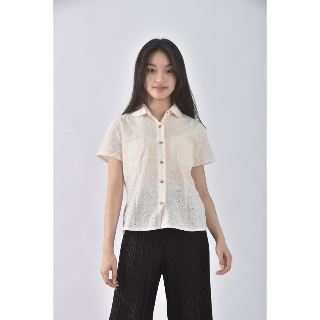 (M) 印花白色短袖上衣二手衣, , large