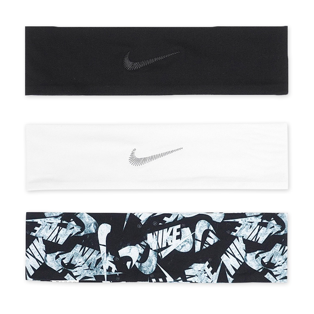 NIKE MEN'S FURY 頭帶 健身 訓練 戶外運動 止汗髮帶 簡約 時尚 乾爽 透氣 彈性 舒適 黑 白 黑白, , large