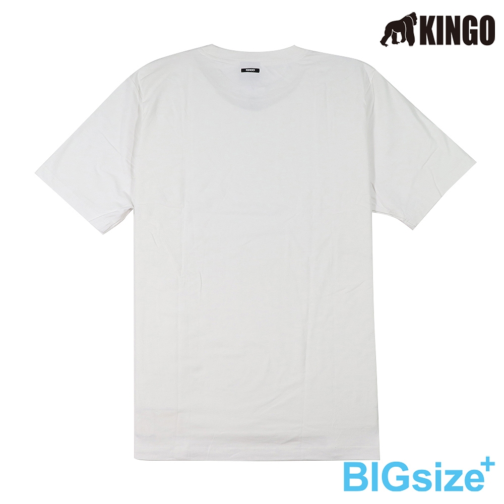KINGO-大尺碼-男款 圓領T恤-漂白-413111, , large