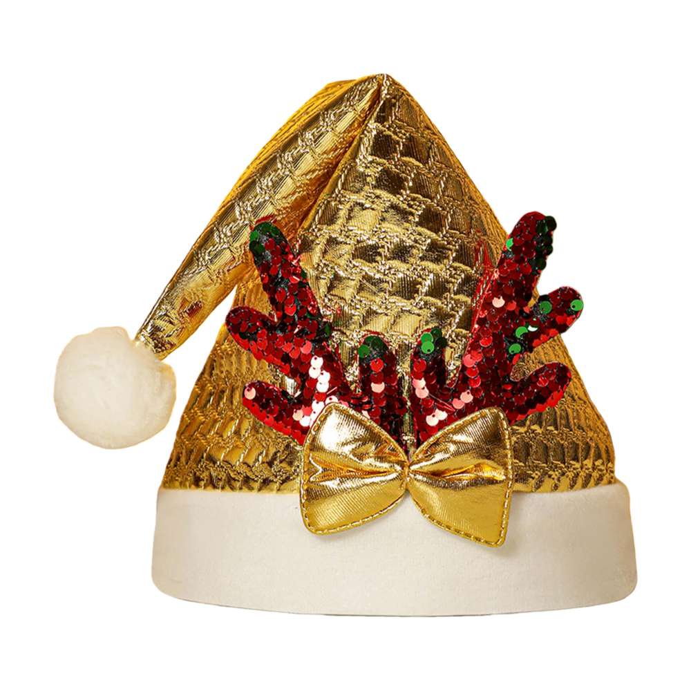 摩達客-金蔥格菱閃亮鹿角聖誕帽-金帽款-交換禮物耶誕派對推薦, , large