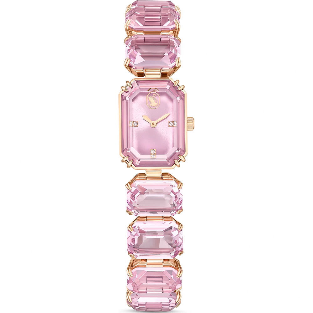 SWAROVSKI 施華洛世奇 八角方形水晶手鍊手錶 女錶-粉紅色/23x17mm(5630837), , large