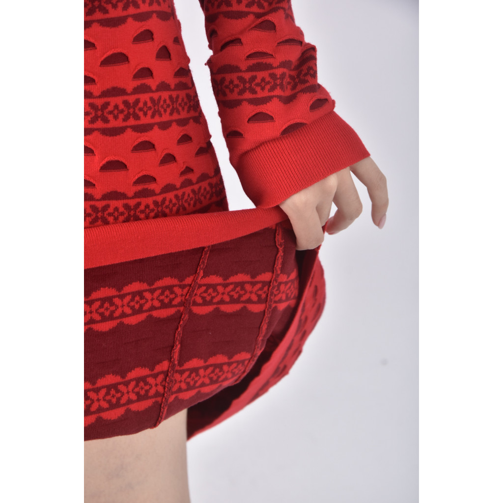 (S) juicy couture質感洞洞條紋紅色洋裝二手衣, , large