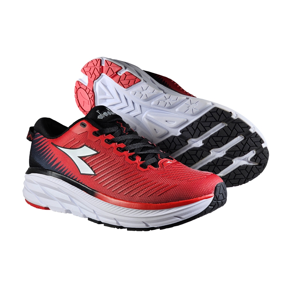 DIADORA迪亞多那 寬楦驅動跑鞋 男運動鞋 男鞋 透氣 高腳背 寬腳板 康特杯 吸震 回彈 厚底 緩震 止滑 灰 紅, , large