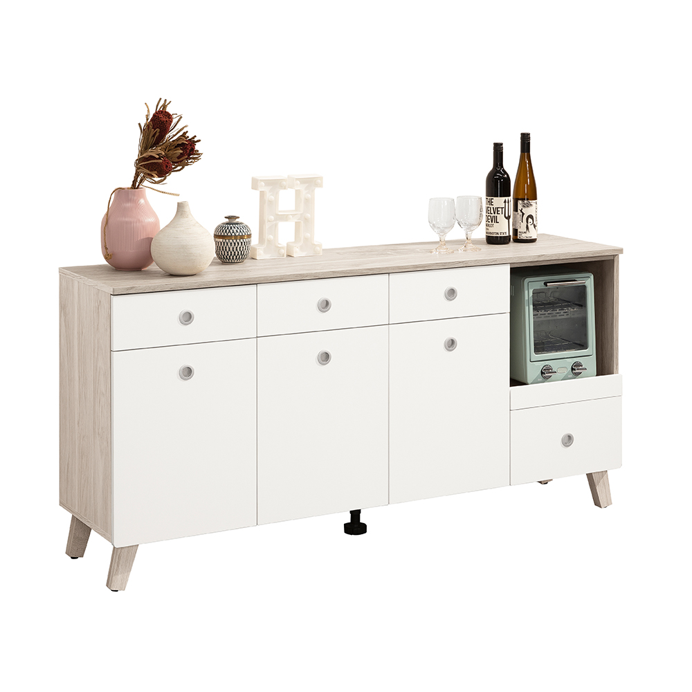 【唯熙傢俱】溫妮淺灰雙色5尺餐櫃