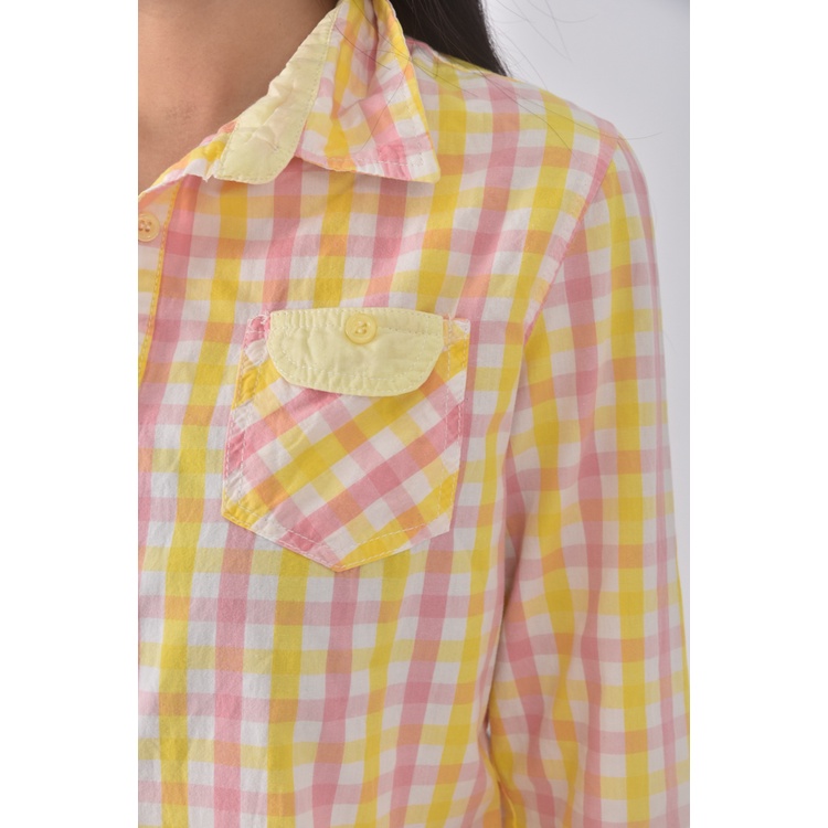 (S) 【依庭私服】ziranyuansu質感格紋粉色長袖上衣二手衣, , large