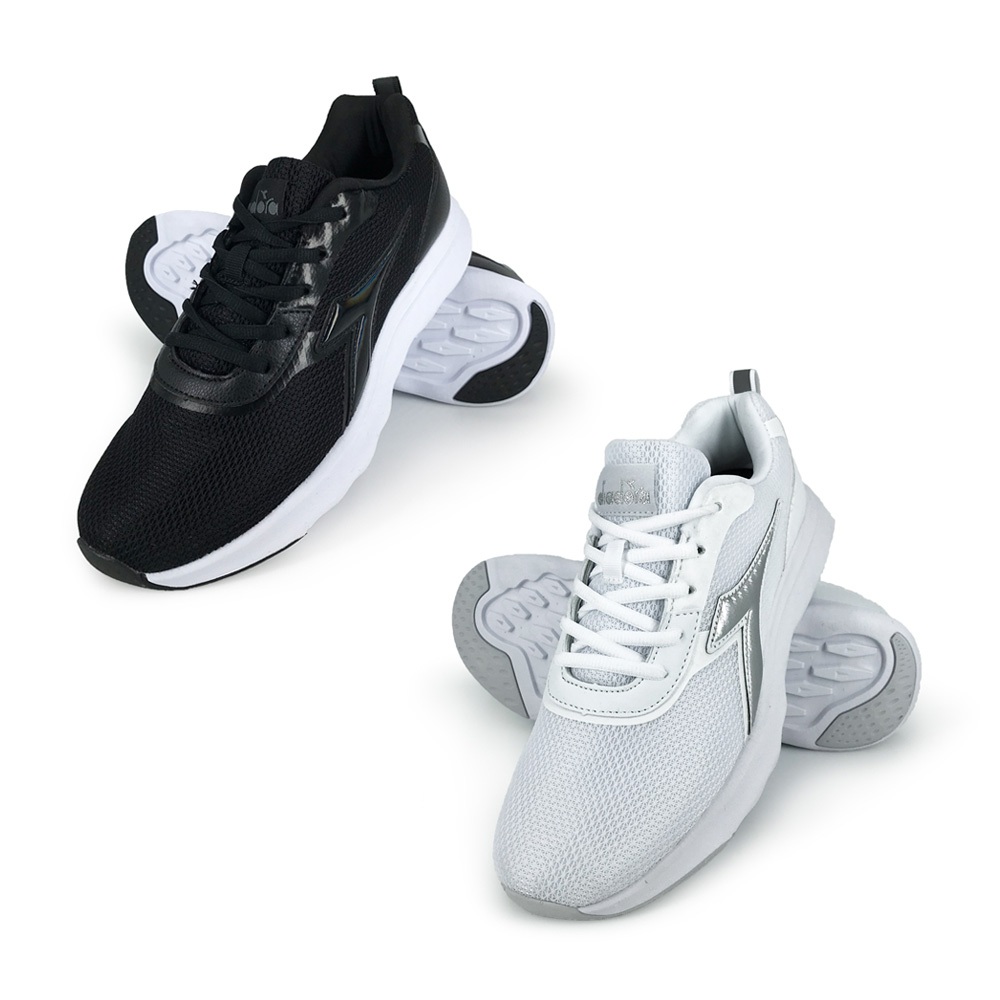 DIADORA迪亞多那 生活時尚運動鞋 男運動鞋 男鞋 反光 電繡 透氣 散熱 Q彈 減壓 彈力 輕量 止滑 黑 白, , large