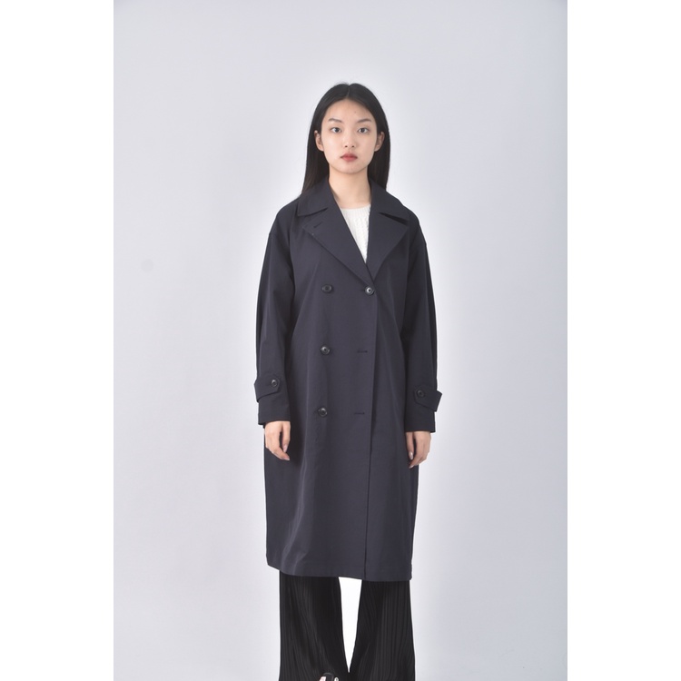 (L) muji質感風衣黑色外套二手衣, , large