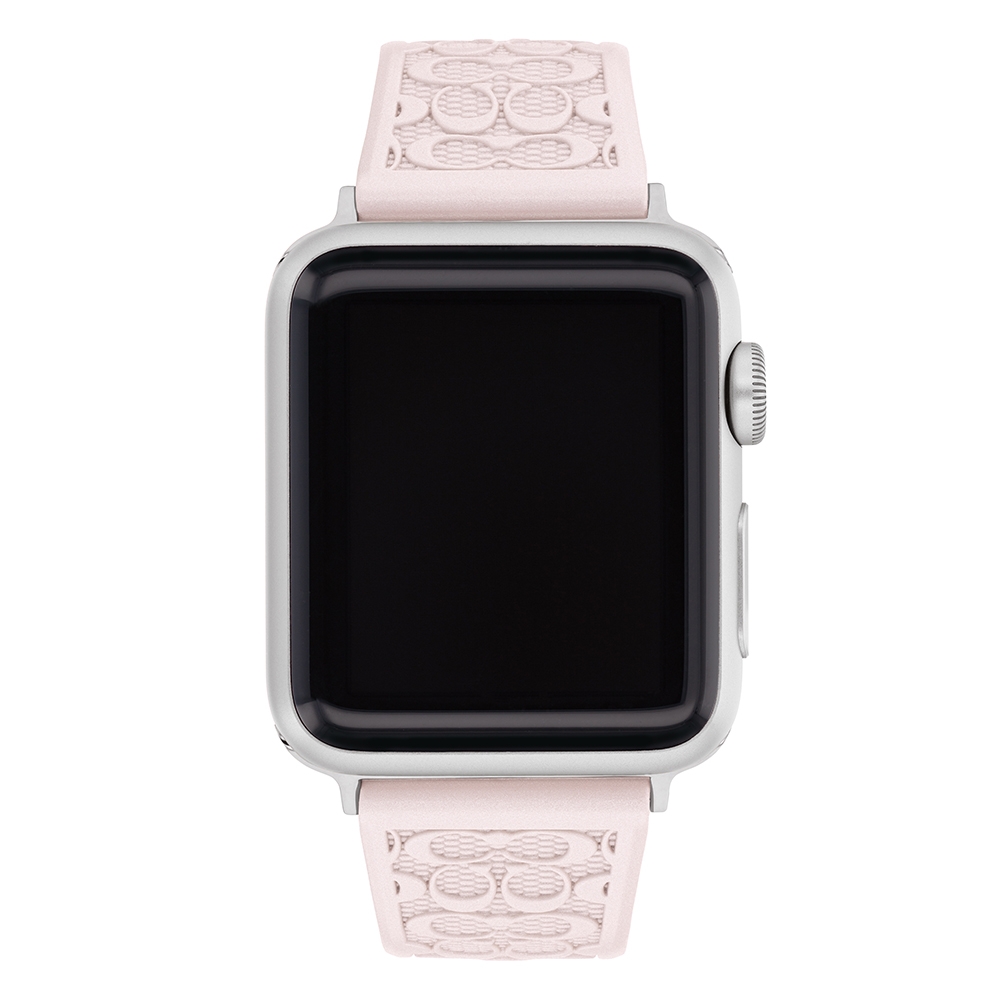 COACH Apple Watch 錶帶 38/40/41mm適用- 粉色珠光矽膠錶帶(不含手錶), , large