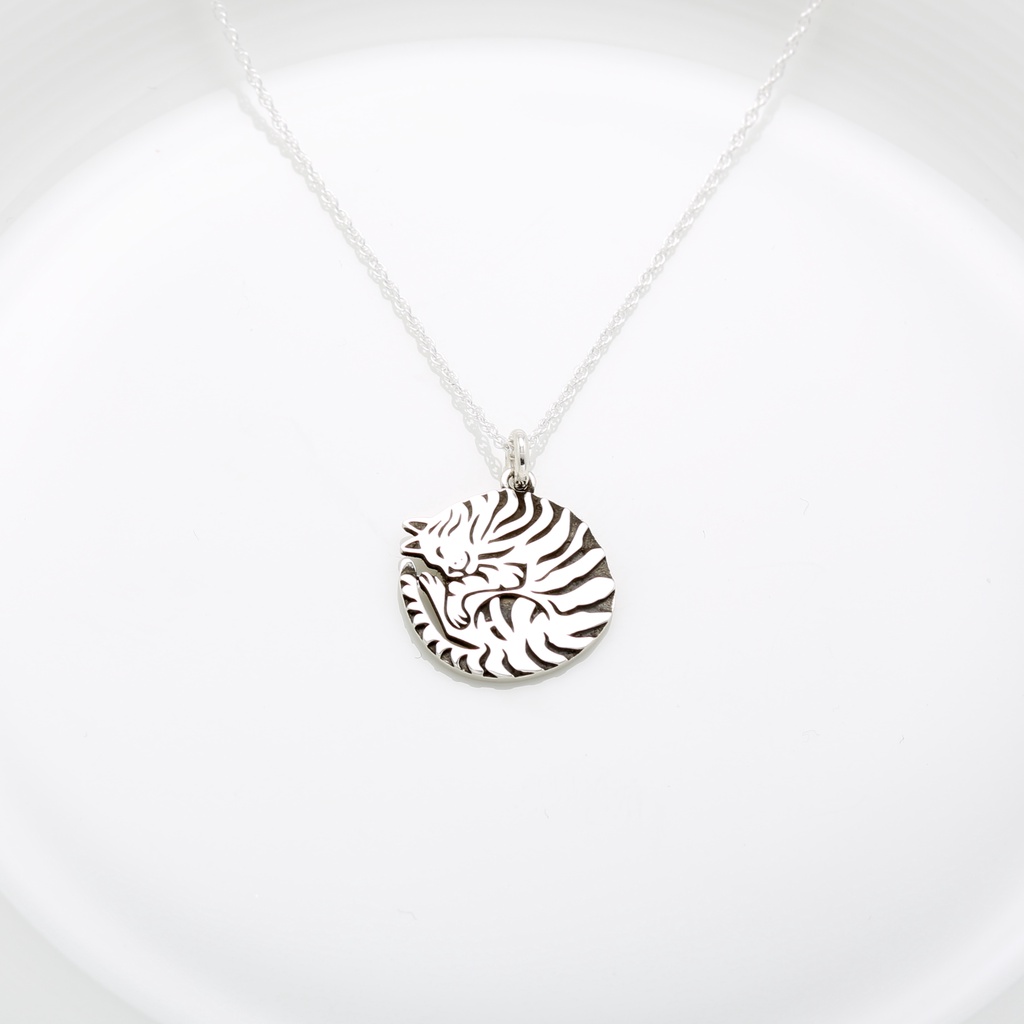 【Angel & Me】沉睡 虎斑貓 Cat s925 純銀 項鍊 生日 情人節 禮物 快速出貨, , large