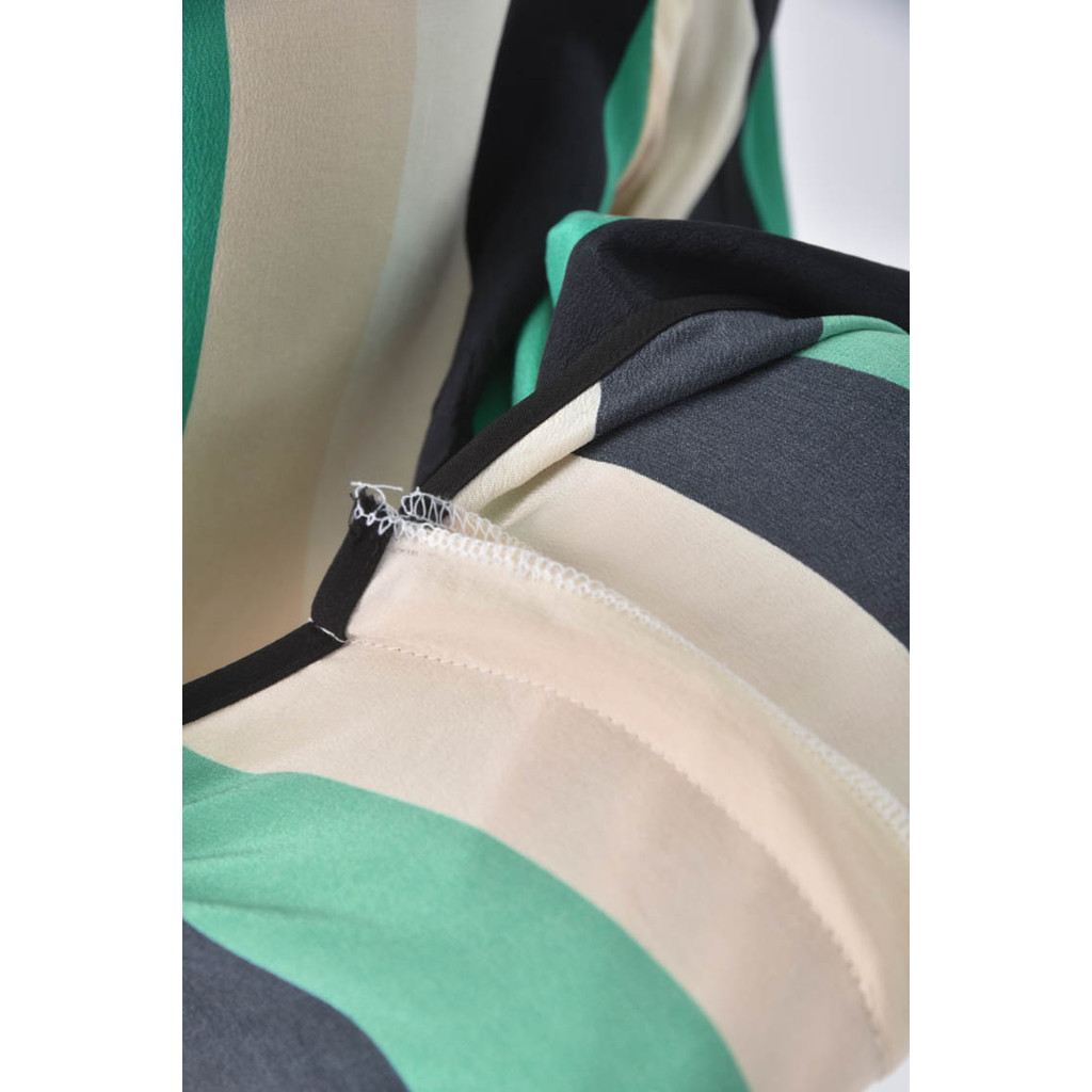 (S) 條紋綠色長袖上衣二手衣, , large