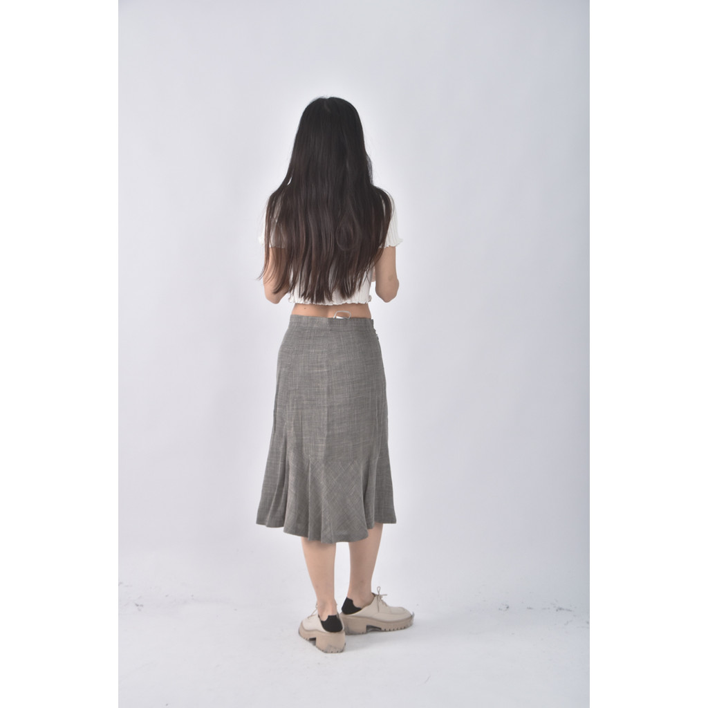 (M) jefen亞麻傘裙灰色長裙二手衣, , large