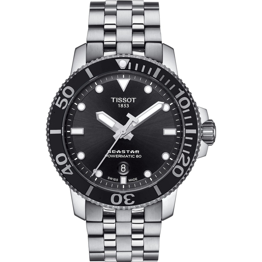 TISSOT 天梭 Seastar 1000 海洋之星300米潛水機械錶-黑x銀/43mm T1204071105100, , large