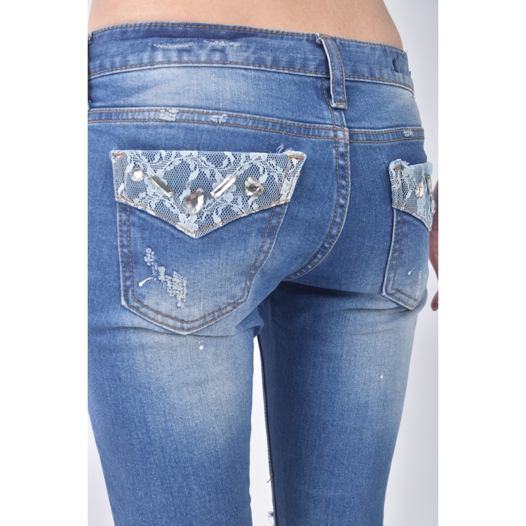 (S) 3room s丹寧牛仔質感藍色長褲二手衣, , large