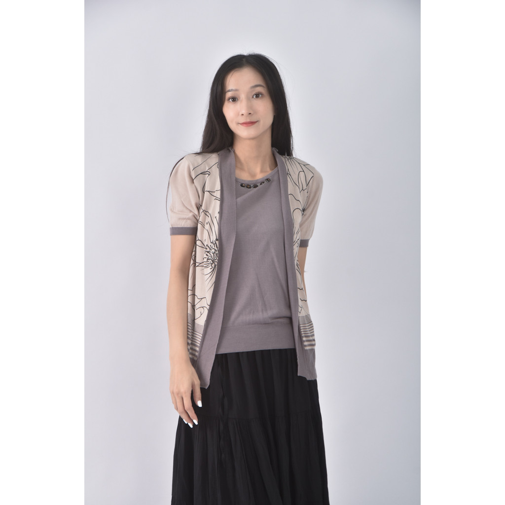 (S) 假兩件灰色短袖上衣二手衣, , large