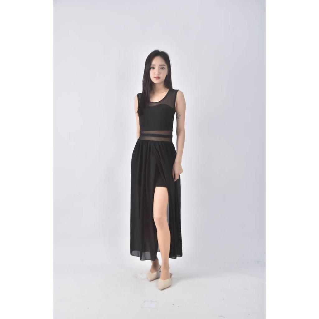 (S) 薄紗黑色洋裝二手衣, , large