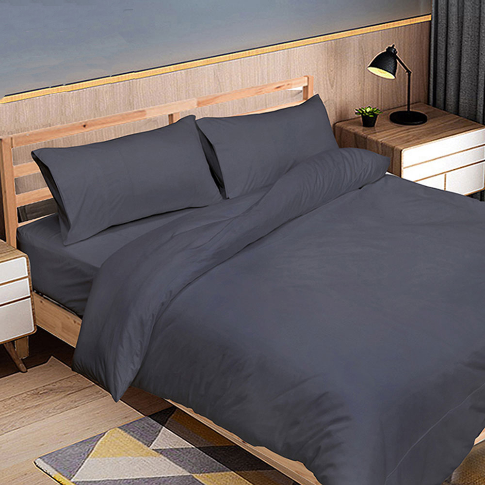 【多利寶寢具】FITNESS 純棉素色雙人被套-深灰色