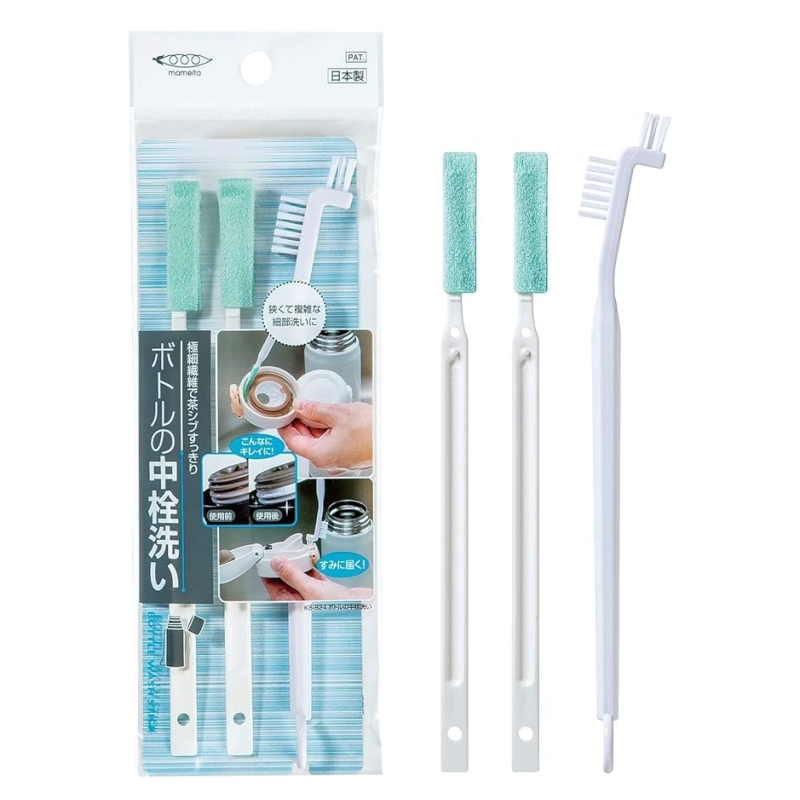 日本製 MAMEITA 保溫瓶清潔刷 瓶蓋縫隙刷 奶瓶刷 細縫刷 水瓶刷 保溫瓶蓋清潔刷, , large