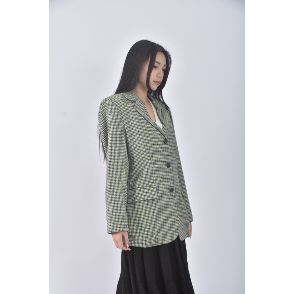 (S) focus 2000千鳥格紋綠色外套二手衣, , large