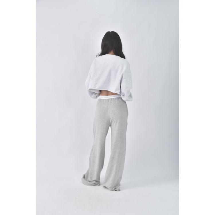 (4XL（含）以上) calvin klein高腰質感腰部logo灰色長褲二手衣, , large