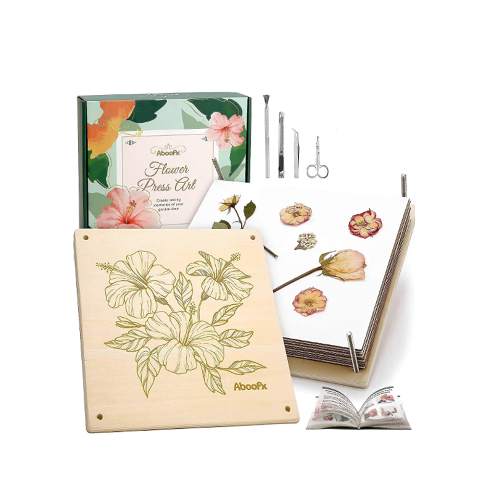 【上手家居】DIY壓花器套裝組合 原木色(壓花板/植物標本/壓花器/押花器), , large