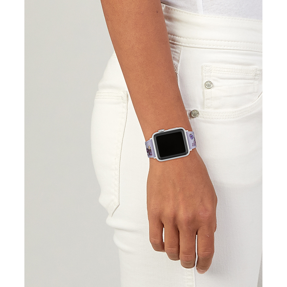 COACH Apple Watch 淡紫花朵錶帶 38/40/41mm適用 矽膠錶帶 禮物 送禮(不含手錶), , large