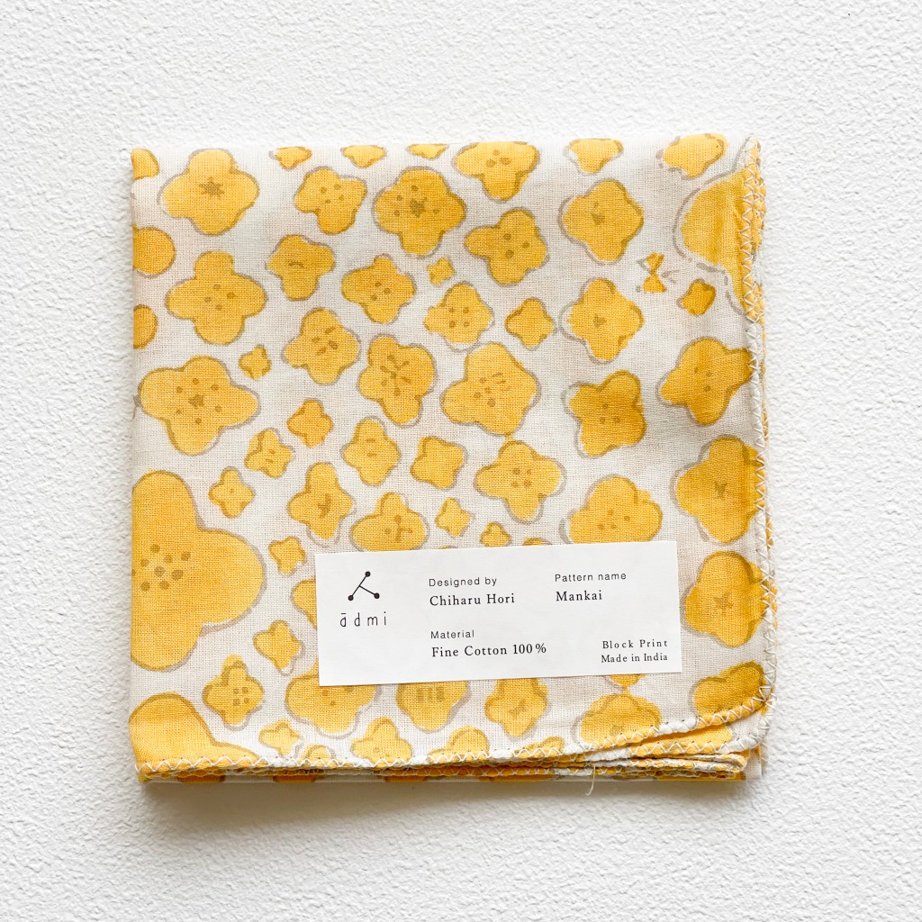 日本設計/印度製造 admi 全棉 方形 45x45 cm 手帕 手巾 (Mankai 01), , large