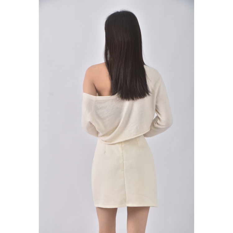 (S) farshion小香風質感杏色短裙二手衣, , large