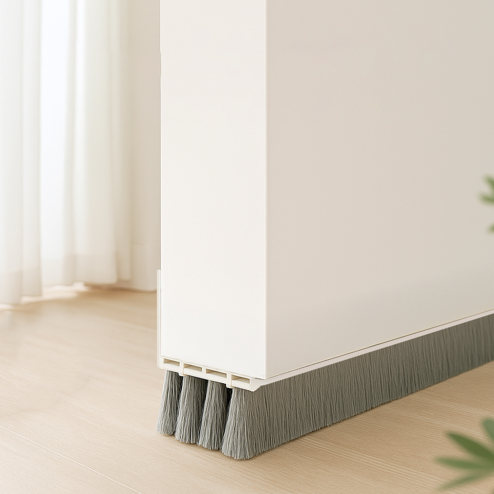 【上手家居】三層刷毛門縫密封條-3入組 白色(門縫條/密封條/門縫擋板/門底密封條/門縫擋), , large
