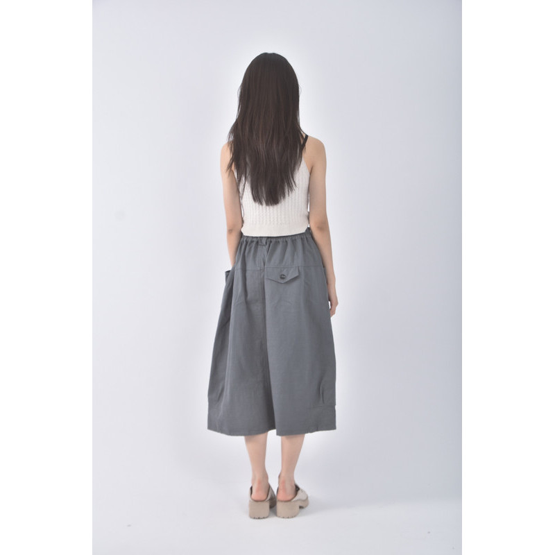 (XL) moss club質感棉質小口袋綠色長裙二手衣, , large
