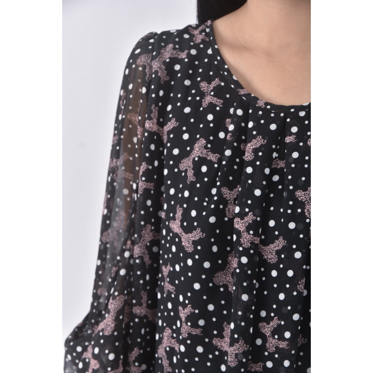 (XL) 點點黑色長袖上衣二手衣, , large