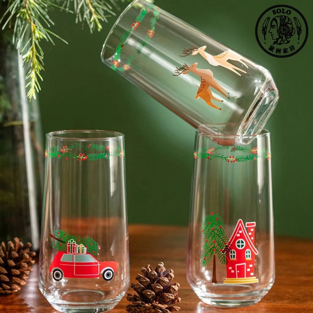 【SOLO Vintage】LCW Home 470ml Christmas Glass Set of 3 Made in Turkey, , large