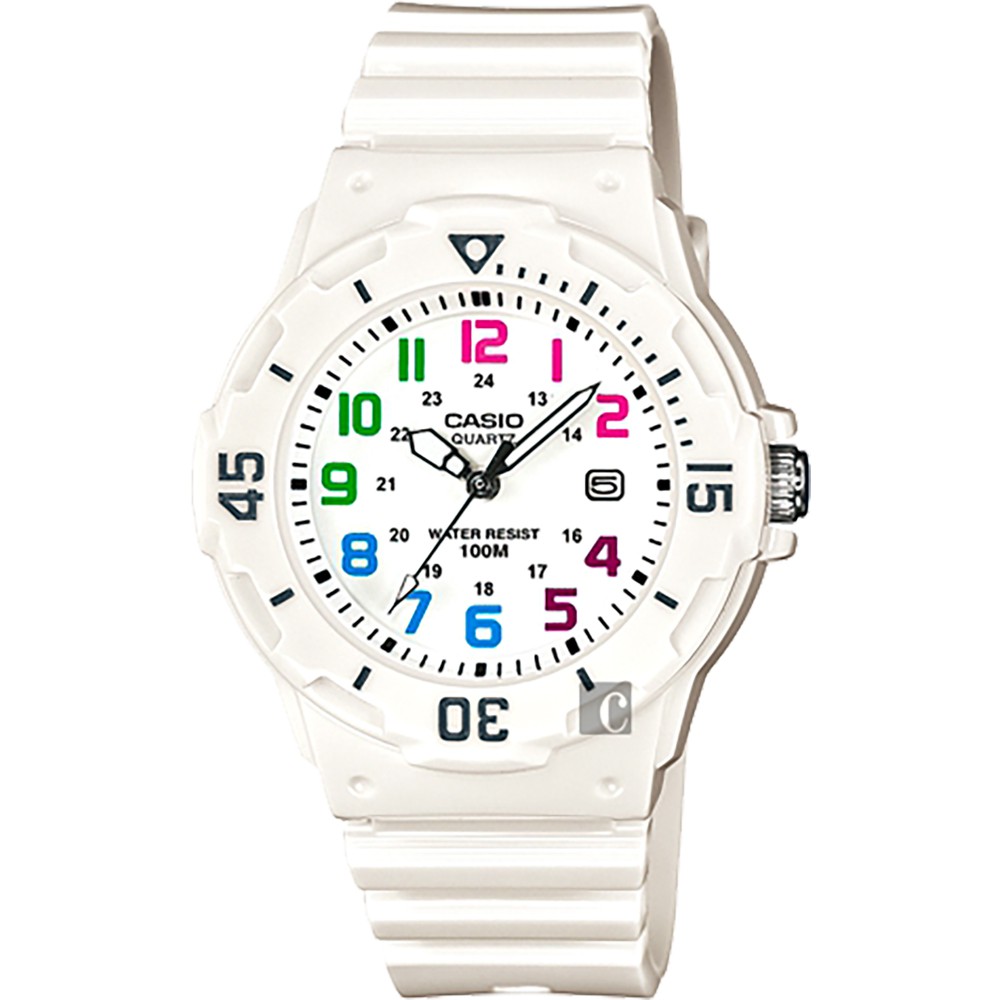 CASIO 卡西歐 迷你運動風指針手錶-彩色x白 LRW-200H-7BVDF, , large