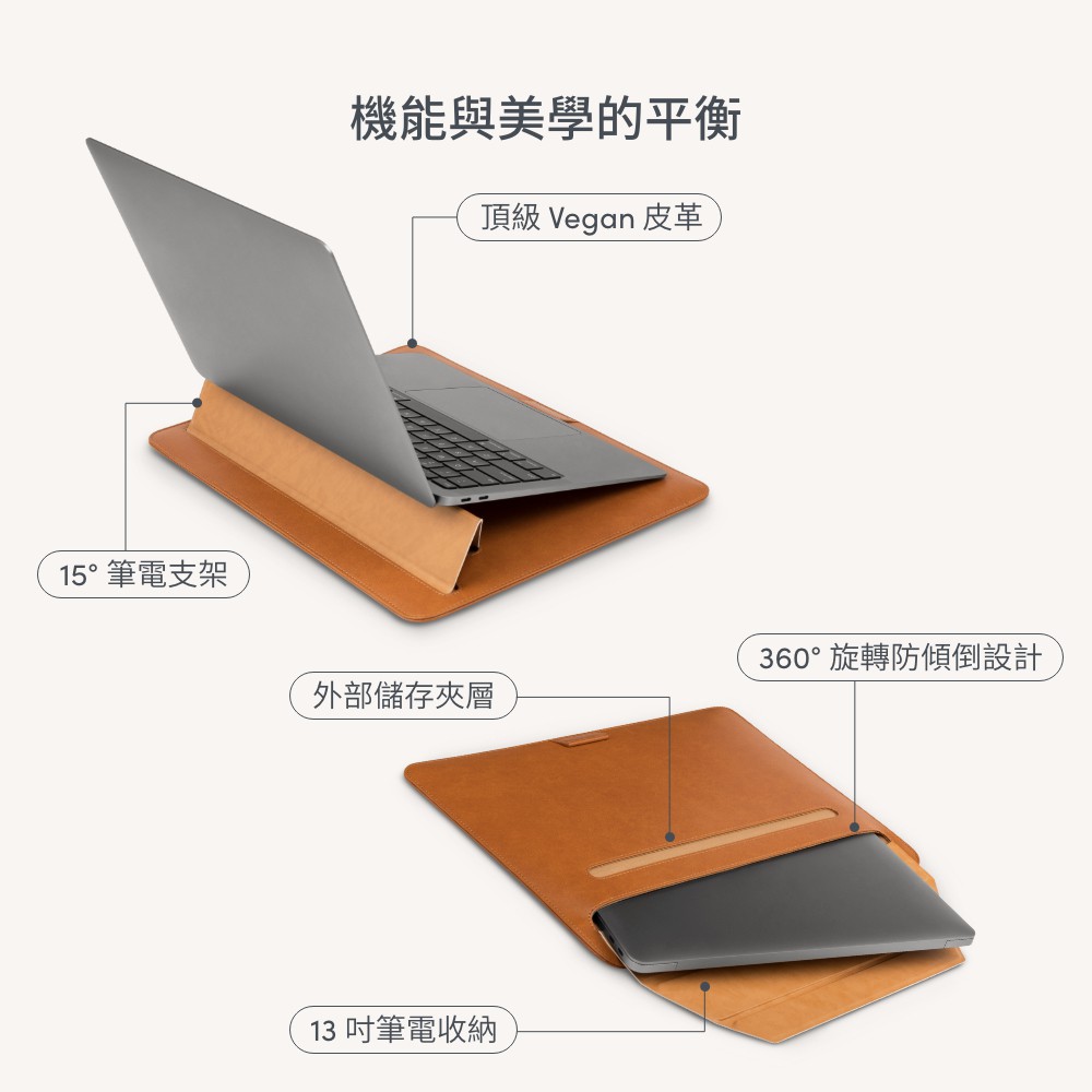 Moshi Muse 13吋 三合一多功能筆電支架包(焦糖棕), , large