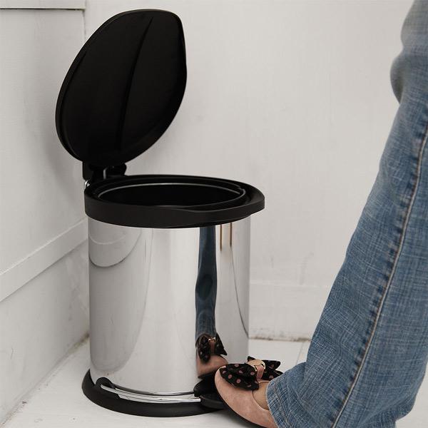 【H&R安室家】不鏽鋼腳踏垃圾桶-5L(台灣製造) PB03C, , large