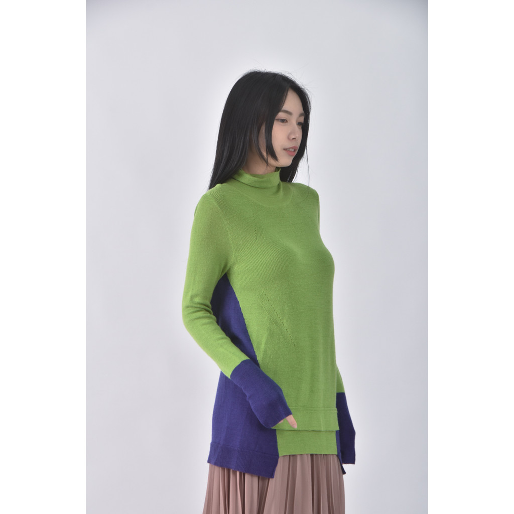 (S) emilie louis撞色綠色長袖上衣二手衣, , large