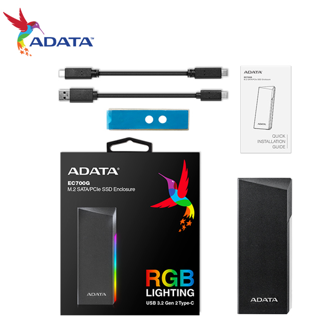 【ADATA 威剛】EC700G M.2 PCIe SATA USB3.2 Gen2 高速傳輸 SSD 固態硬碟 外接盒, , large