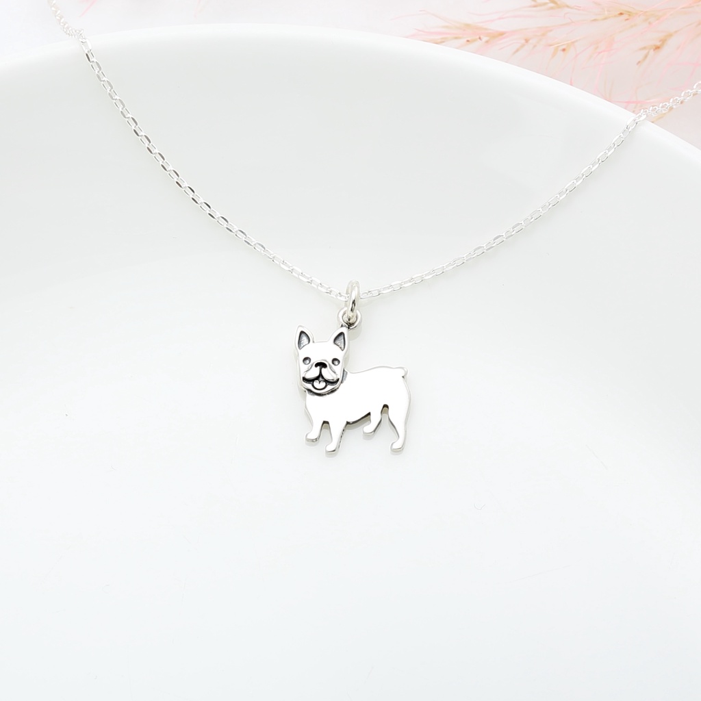 【Angel & Me】法鬥 法國鬥牛犬 狗 s925 純銀 項鍊 情人節 送禮, , large