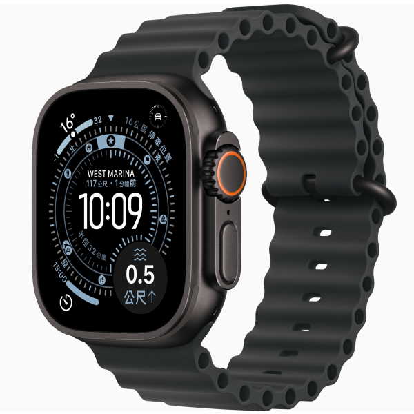 Apple Watch Ultra 3 LTE 49mm 黑色鈦金屬錶殼黑色海洋錶帶 M/L (2025) _ 台灣公司貨 ＋ 專用 (錶貼 & 錶套), , large