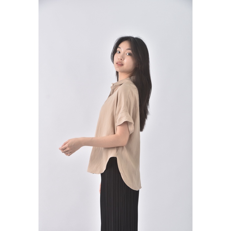 (S) muse yami韓牌排扣杏色短袖上衣二手衣, , large