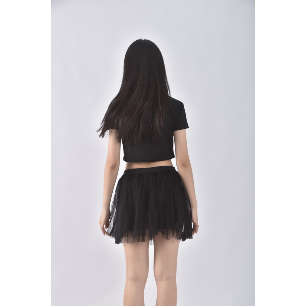 (S) rockcoco質感棉質紡紗黑色短裙二手衣, , large