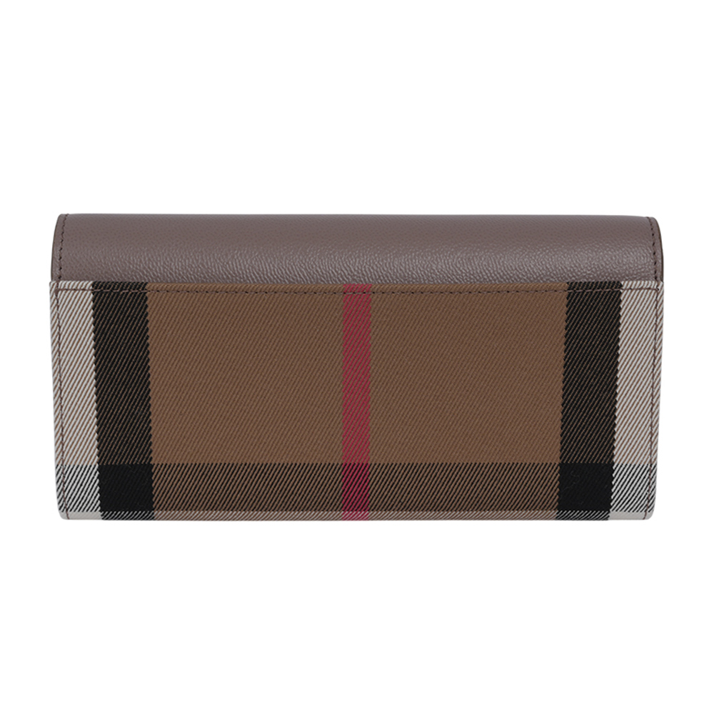 BURBERRY Halton 大格紋帆布及牛皮翻蓋二折長夾/水貂灰, , large
