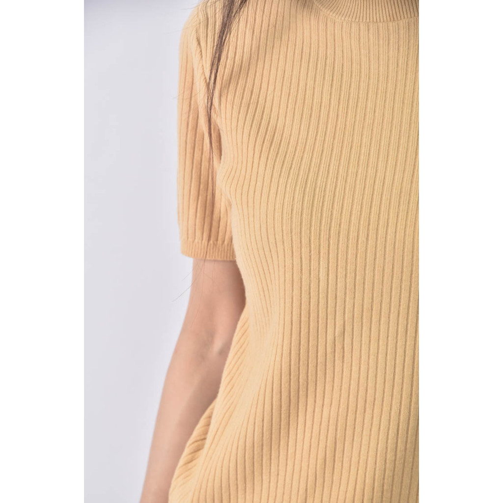 (S) bebuchon針織圓領黃色短袖上衣二手衣, , large