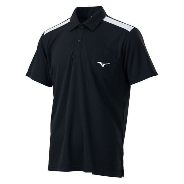 Mizuno POLO 男 短袖 POLO衫 運動 休閒 抗紫外線 透氣 吸汗 速乾 黑 [32TAB01509]