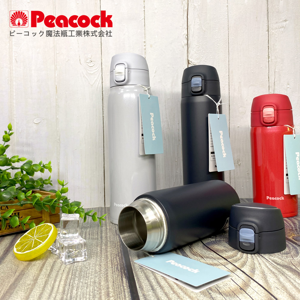 【日本孔雀Peacock】316不鏽鋼 輕量隨行 彈蓋直飲 保冷保溫杯400ML-消光黑, , large