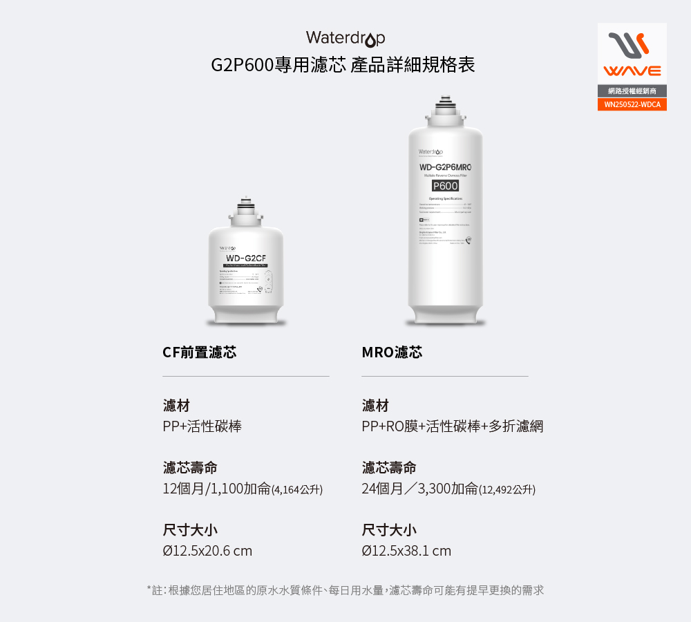 【Waterdrop】G2P600 專用兩年份全配濾芯組合包(DIY更換), , large